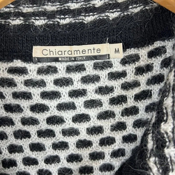 Chiaramente Black & White Textured Cardigan Sz M Made in Italy Acrylic Wool - Picture 3 of 11